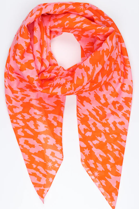 Orange & Pink Leopard Scarf