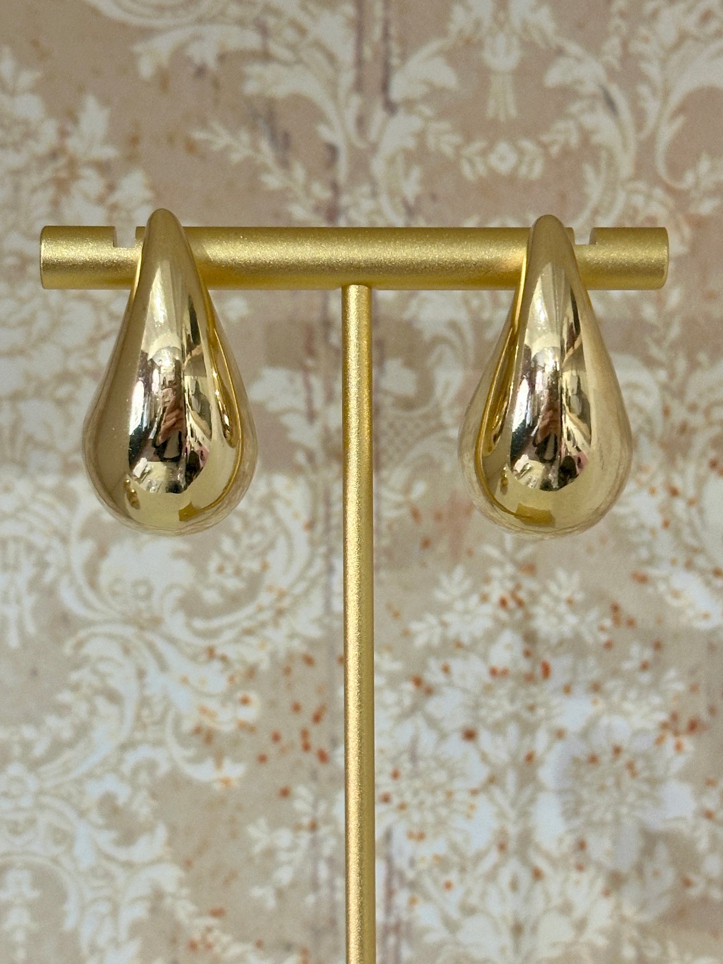 Waterproof Gold Teardrop Earrings - Large