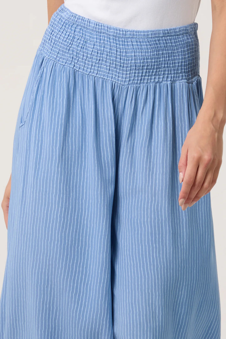 Blue Pinstripe Wide Leg Trouser