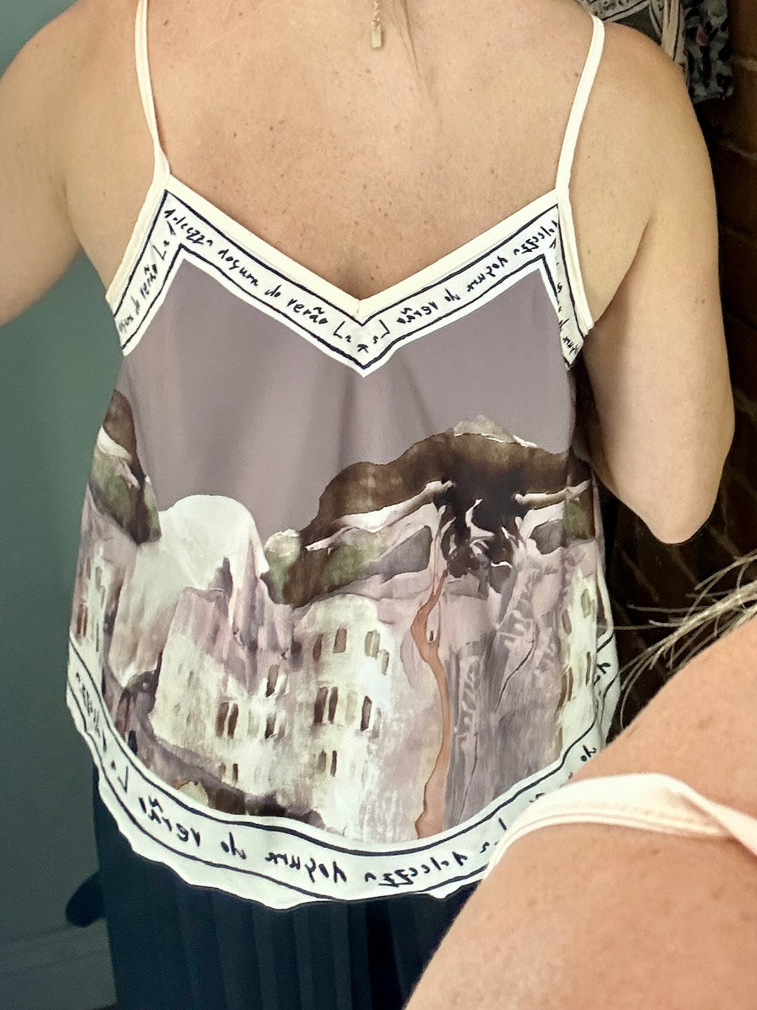 Taupe Satin Watercolour Cami