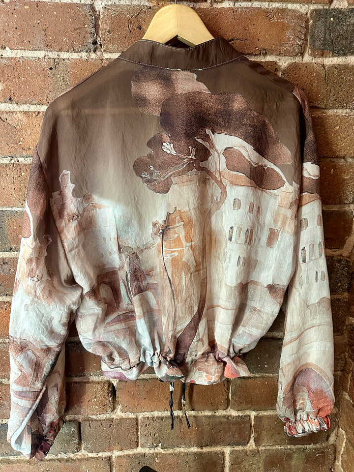 Watercolour Zip up Jacket, Chocolate