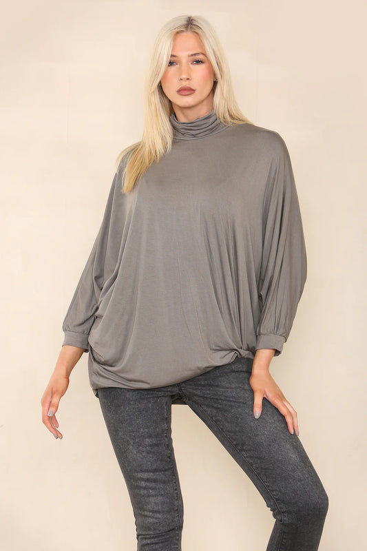 Taupe High Neck Tunic