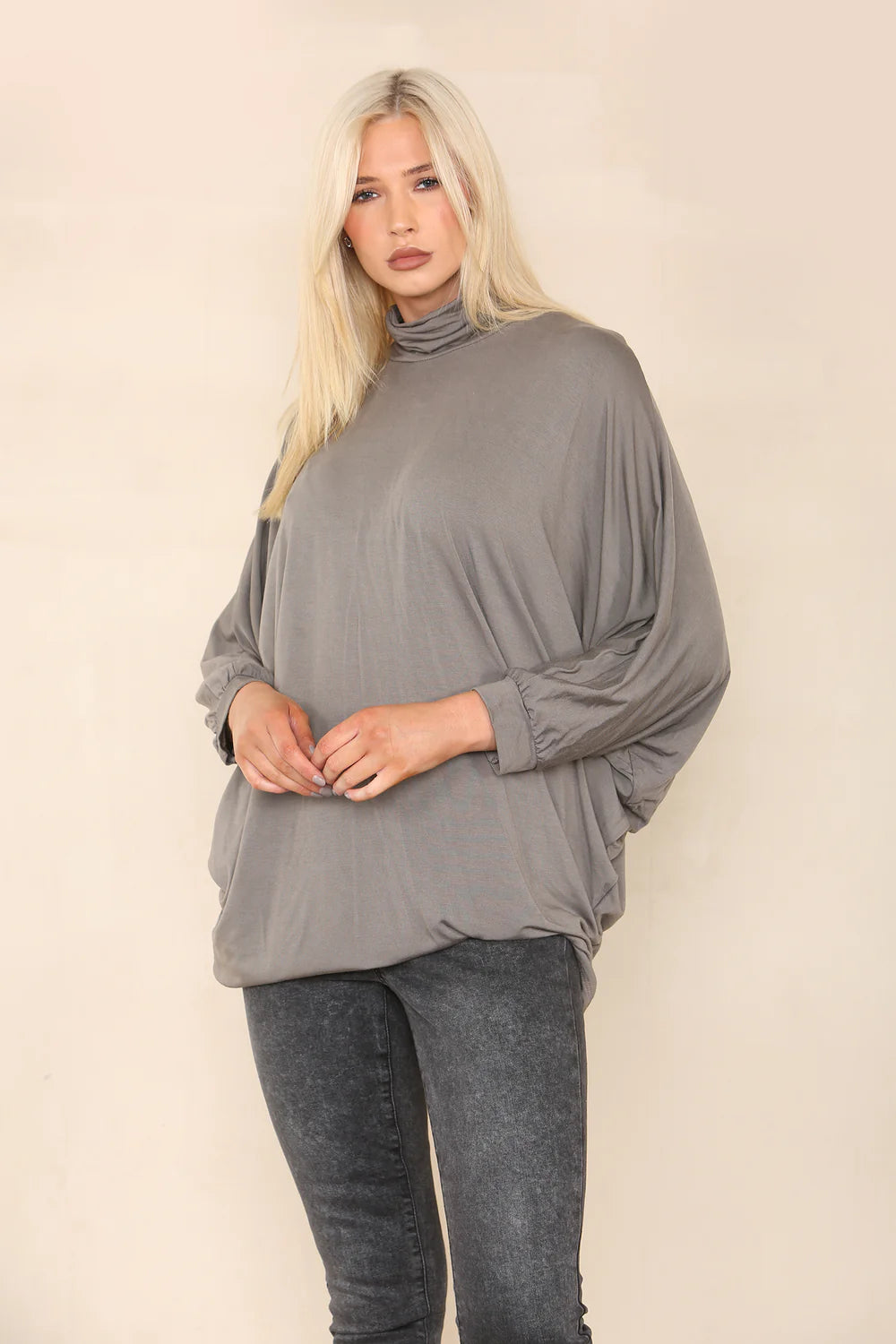Taupe High Neck Tunic