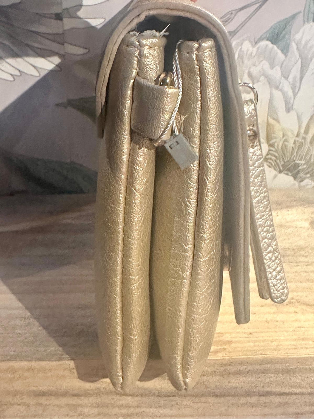 Gold Textured Pleather Clutch Bag