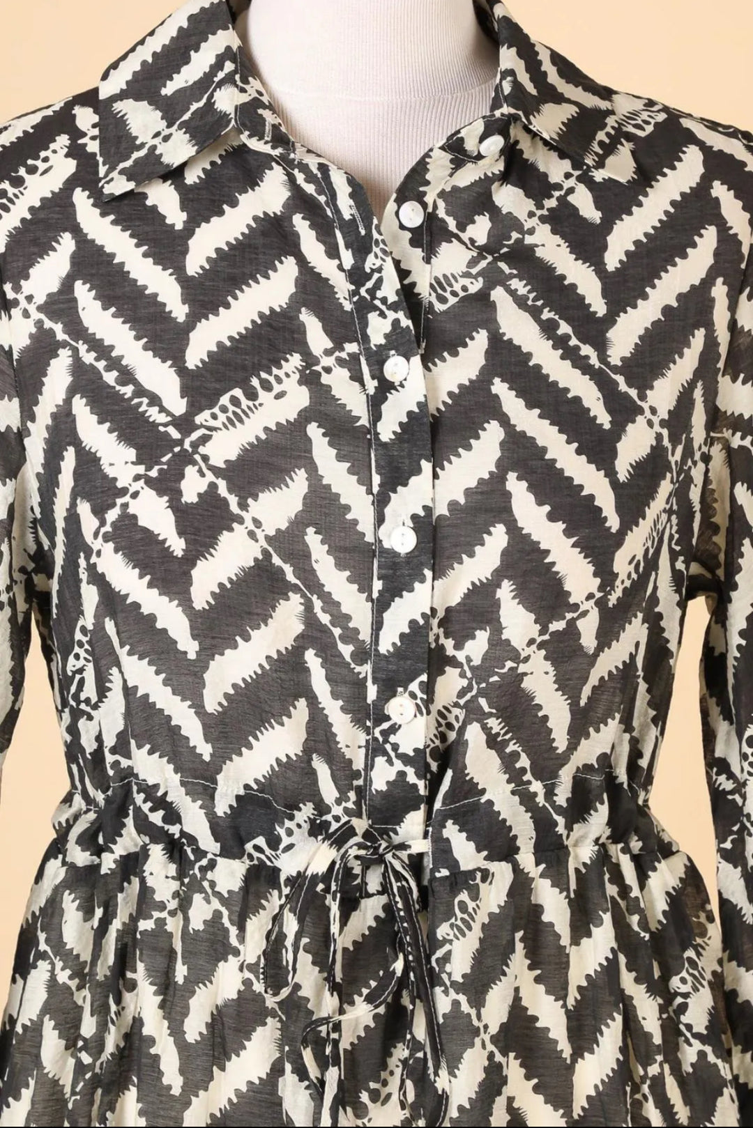 Black & Cream Geo Shirt Dress