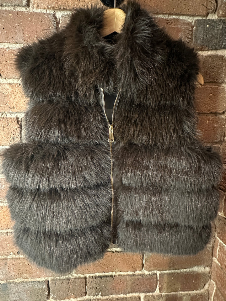 Brown faux fur gilet