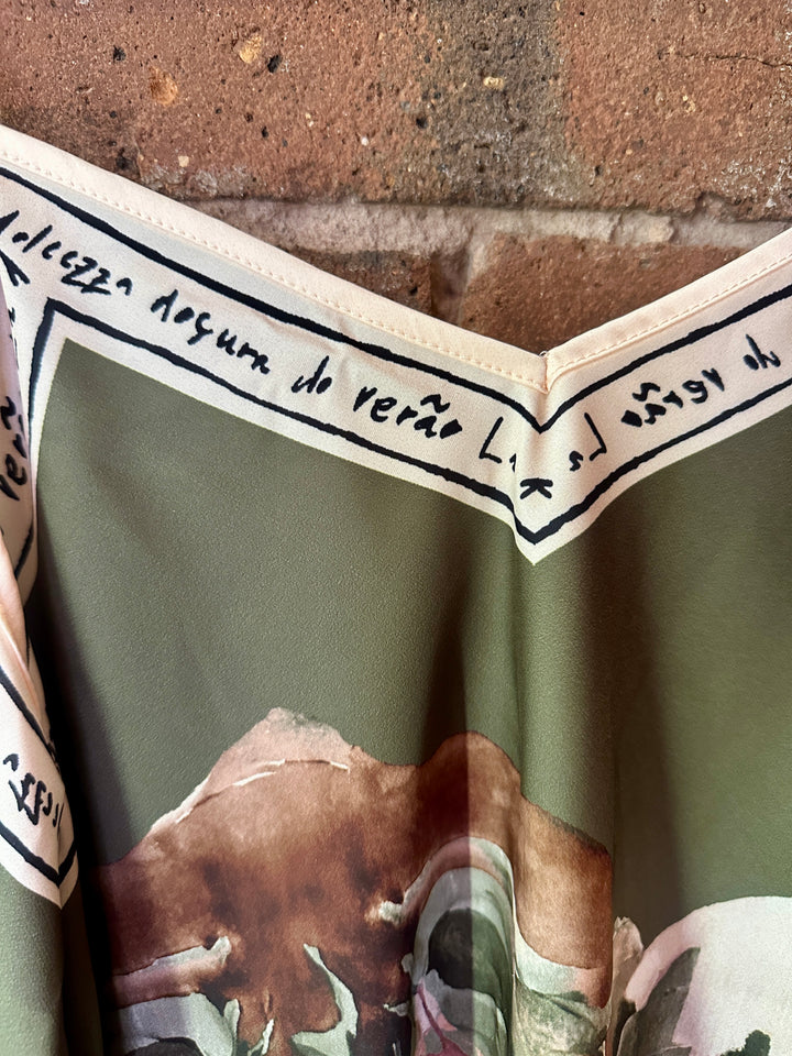 Green Satin Watercolour Cami