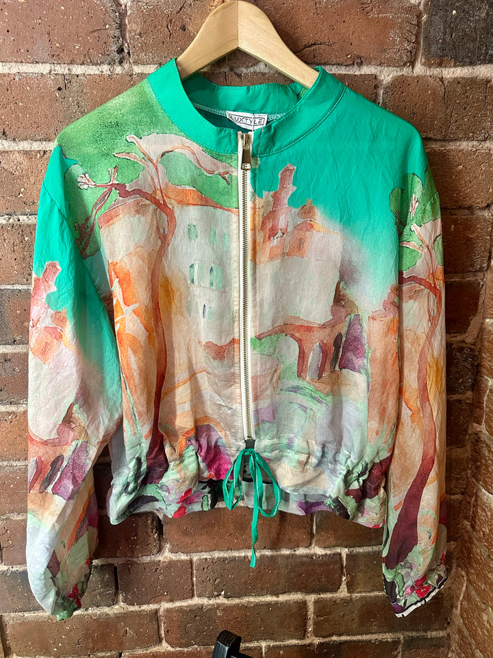 Watercolour Zip up Jacket, Green