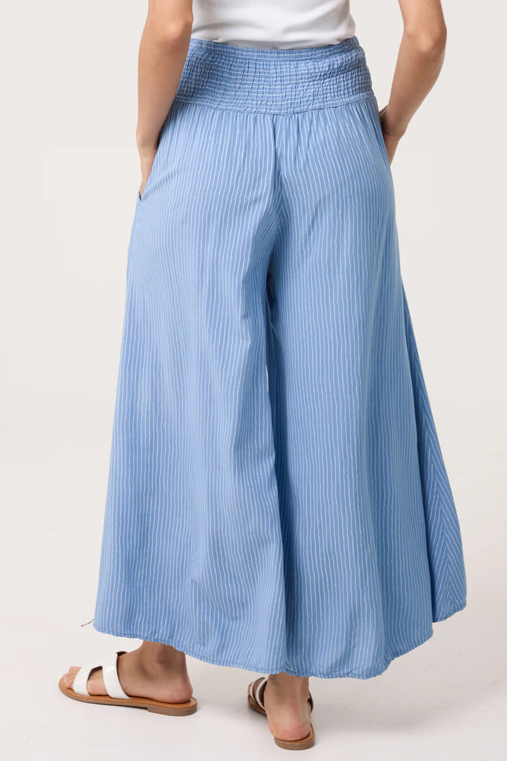 Blue Pinstripe Wide Leg Trouser