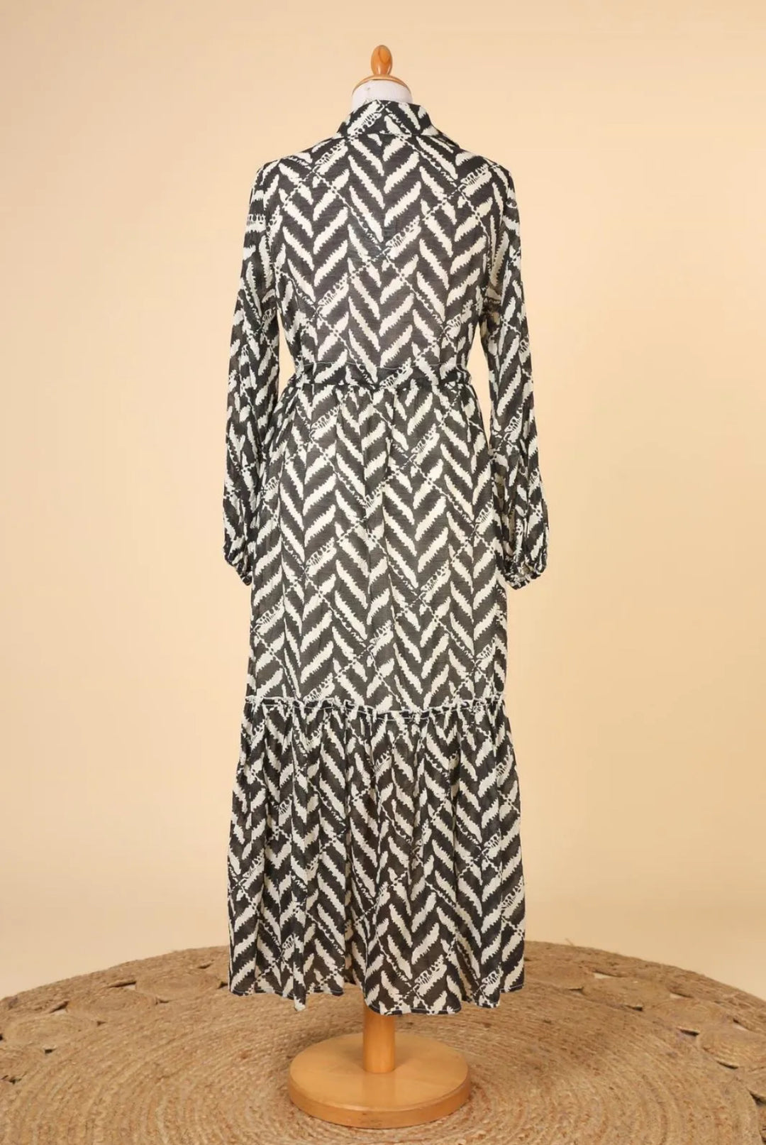 Black & Cream Geo Shirt Dress