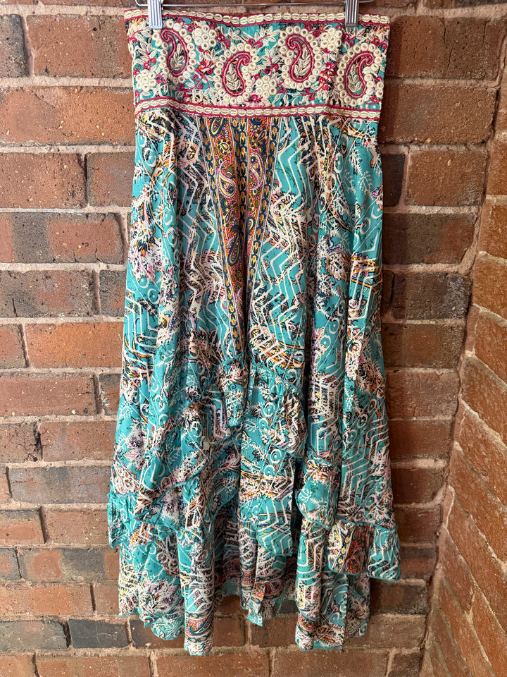 Turquoise Tiered Skirt