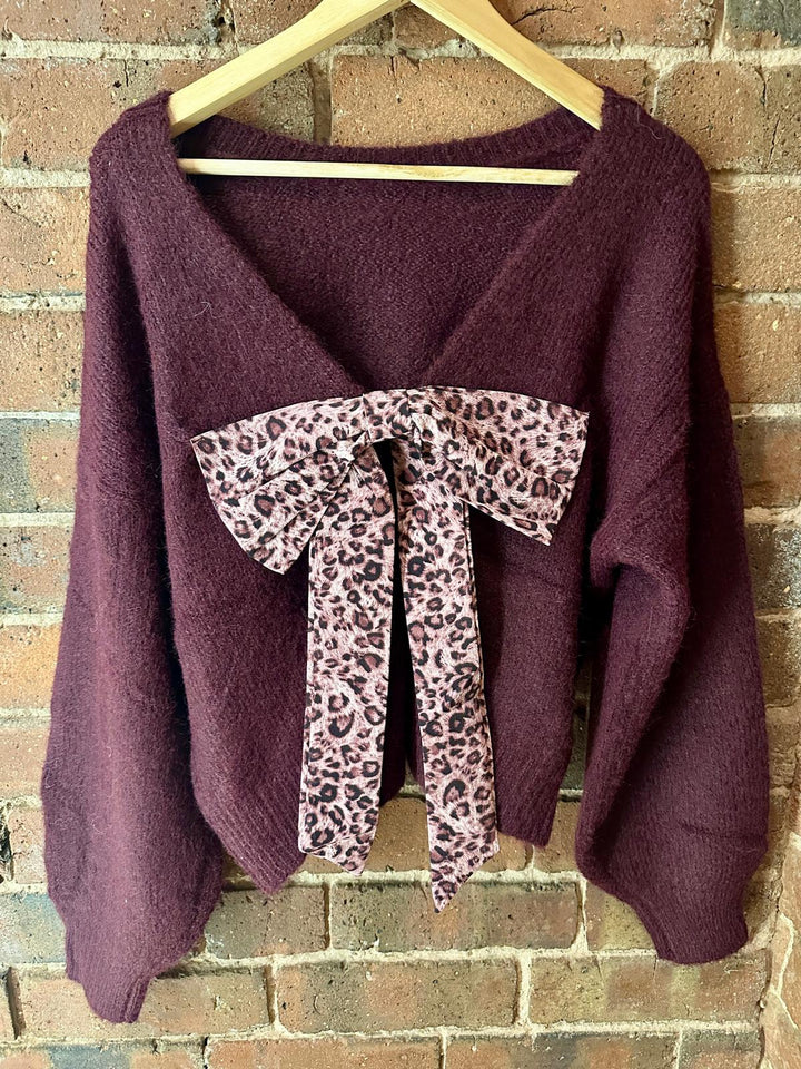 Burgundy bow back jumper