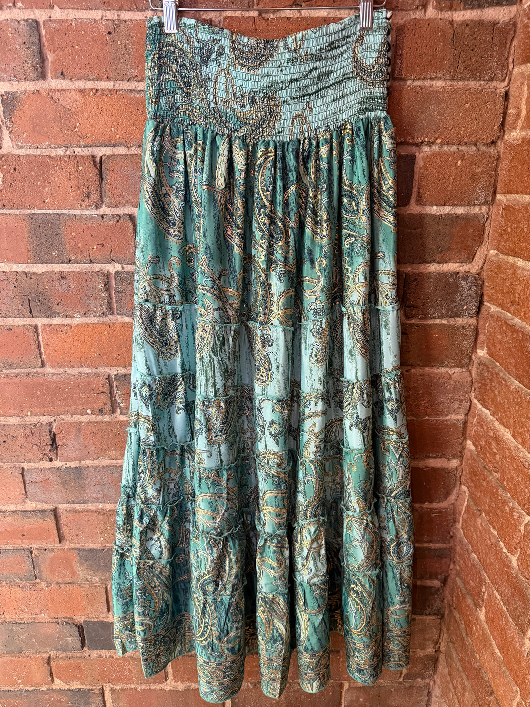 Turquoise Paisley Maxi Skirt