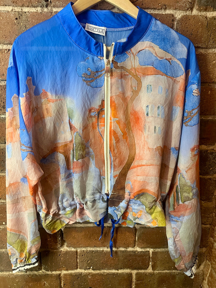 Watercolour Zip up Jacket, Blue