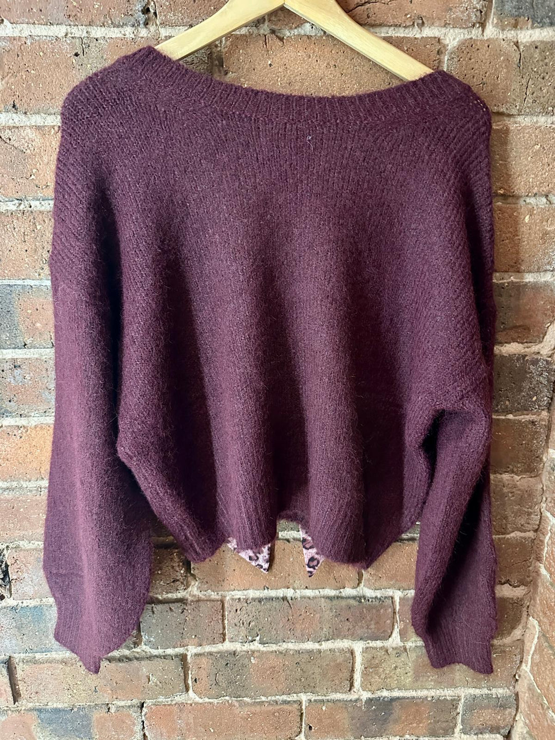 Burgundy bow back jumper