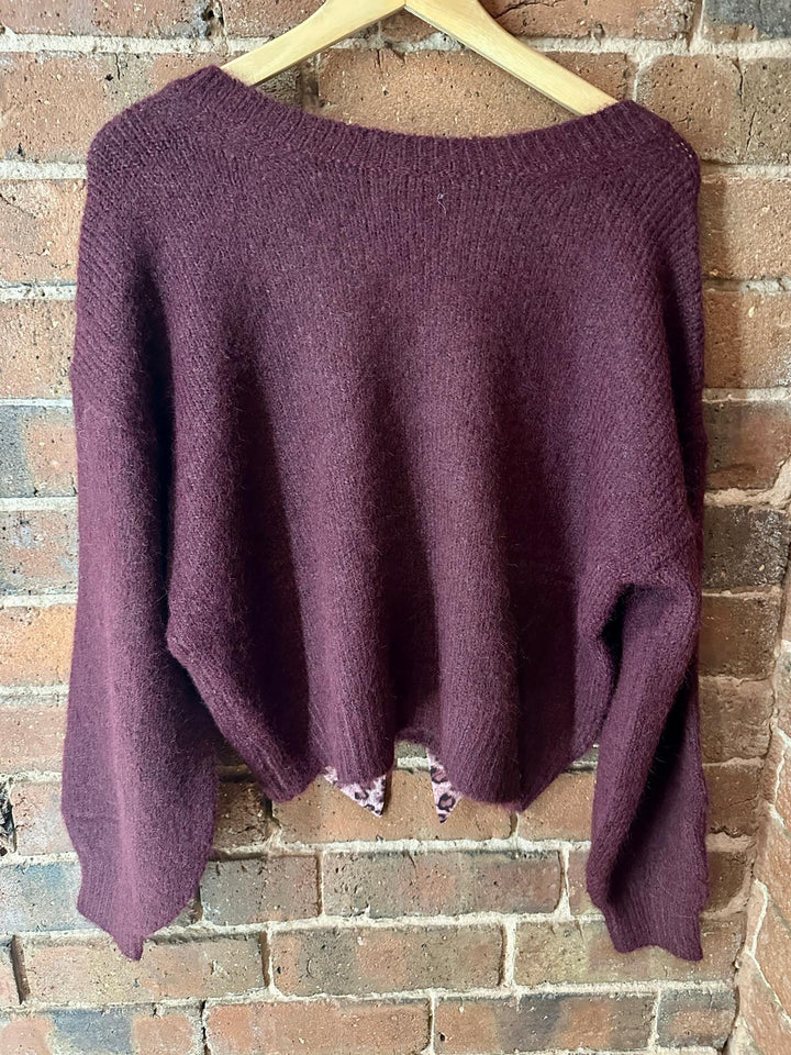 Burgundy bow back jumper