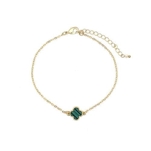 Single Clover Pendant Bracelet, Gold/Green