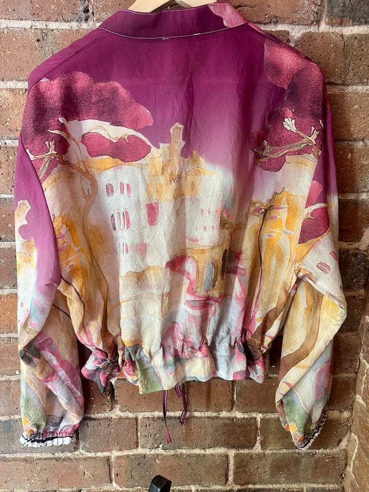Watercolour Zip up Jacket, Berry