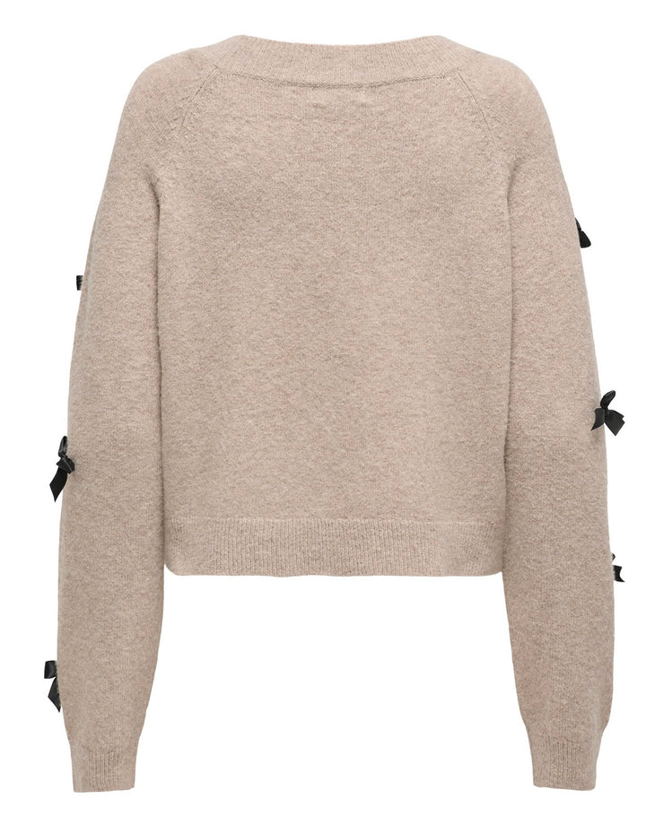 Only Noelle Bow Jumper, Beige