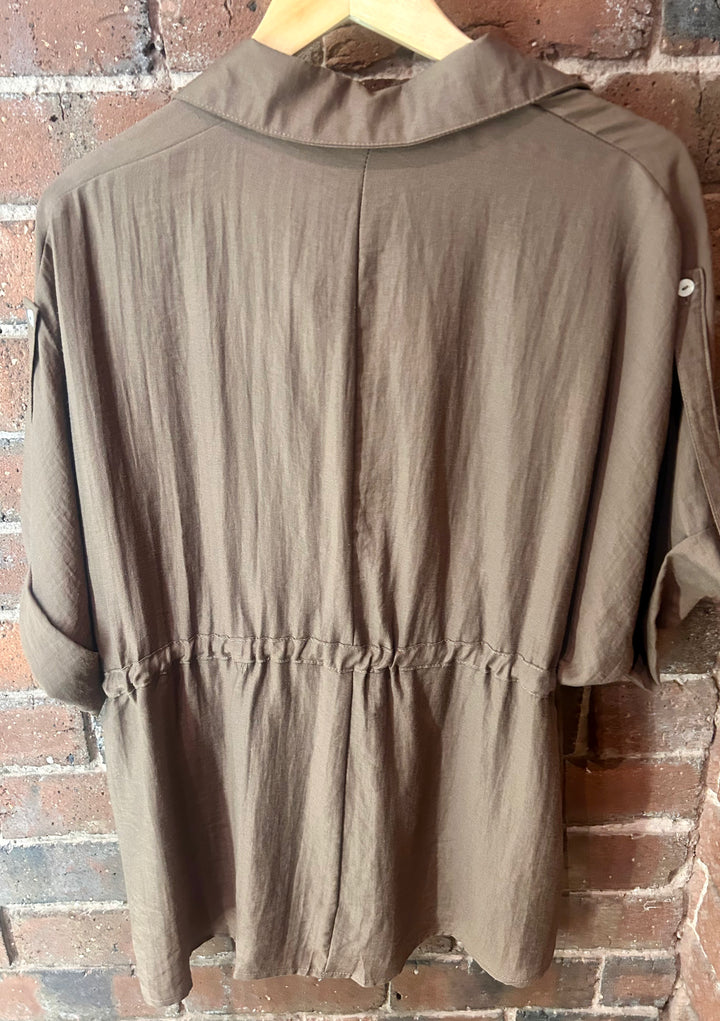 Drawstring Shirt, Brown