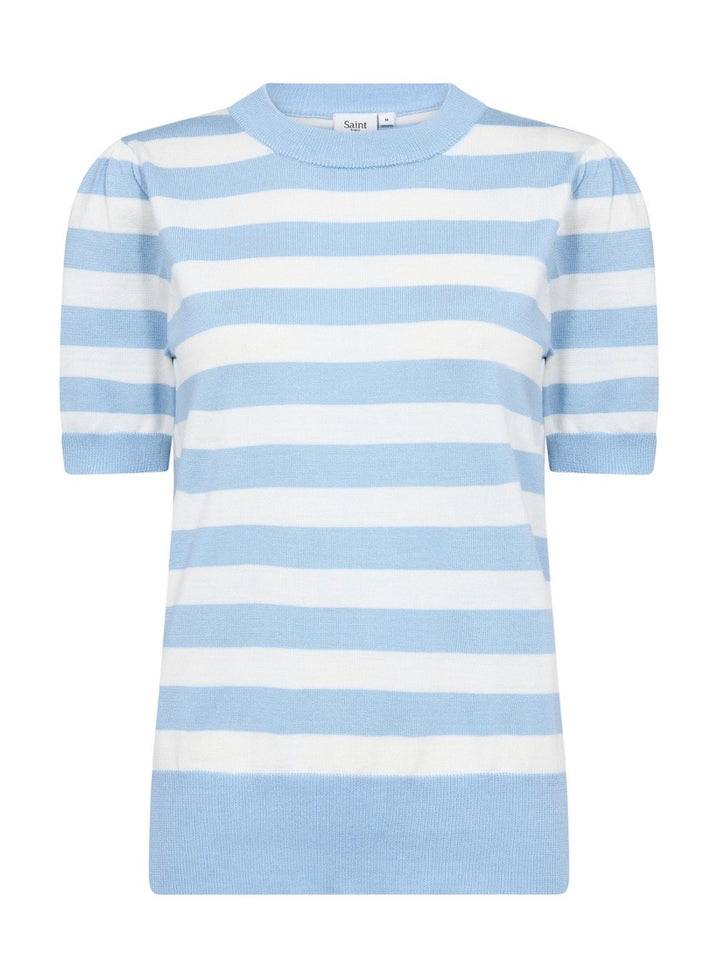 Saint Tropez Mila SS Block Stripe Pullover, Airy Blue Ice