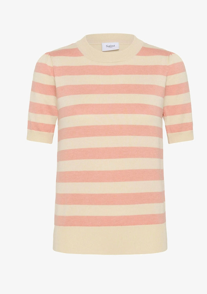 Saint Tropez Mila SS Block Stripe Pullover, Blooming Ivory