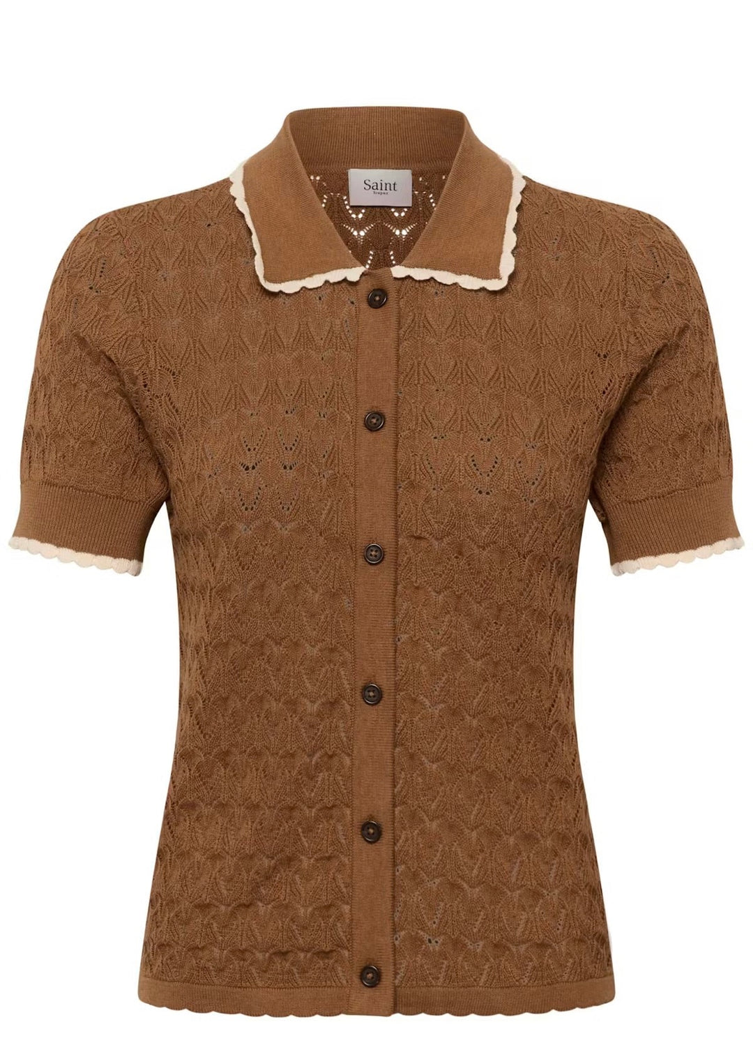 Saint Tropez Ronette Polo Cardigan, Toasted Coconut