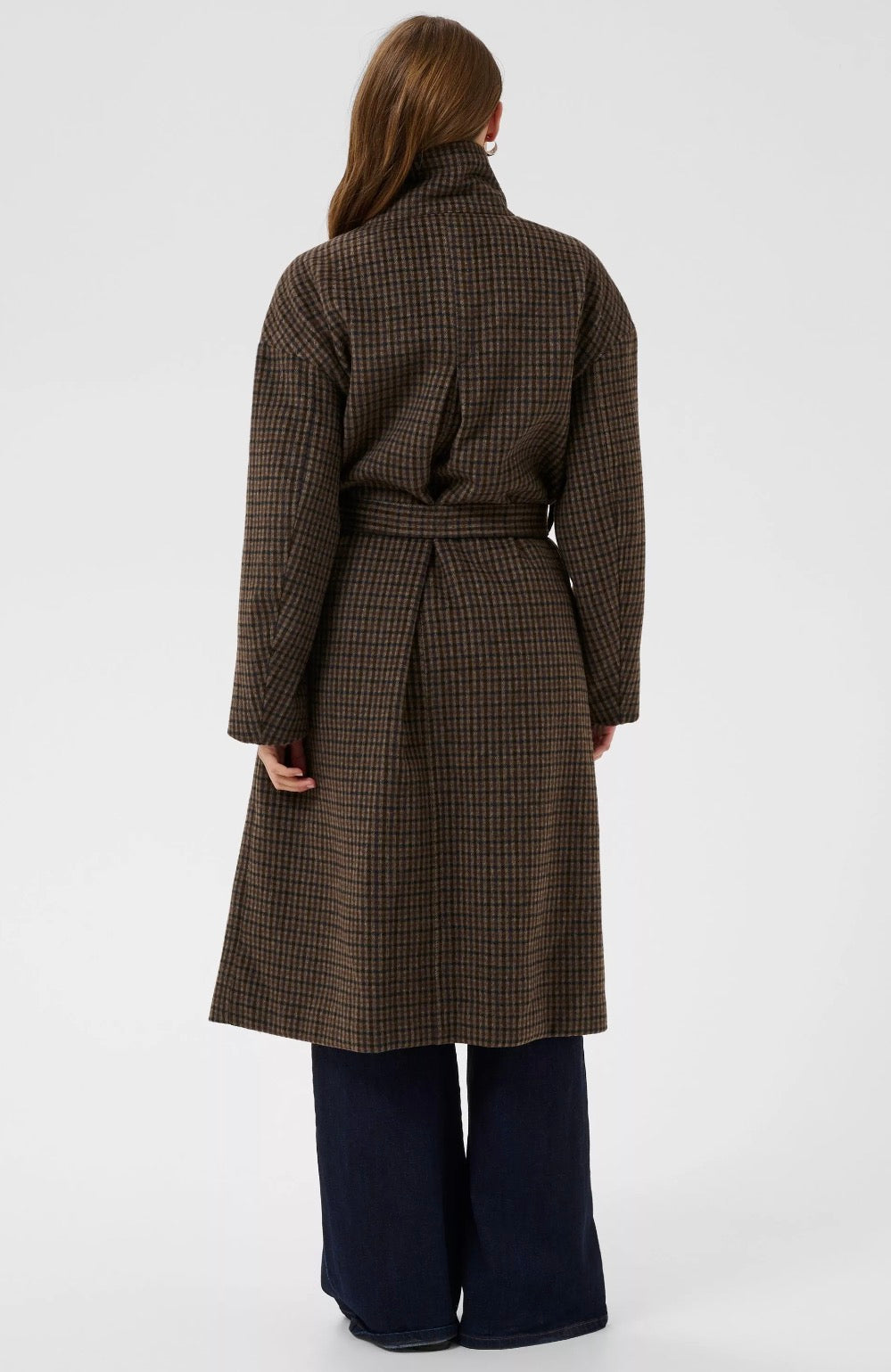 Saint Tropez Silja Coat, Tan Brown Check