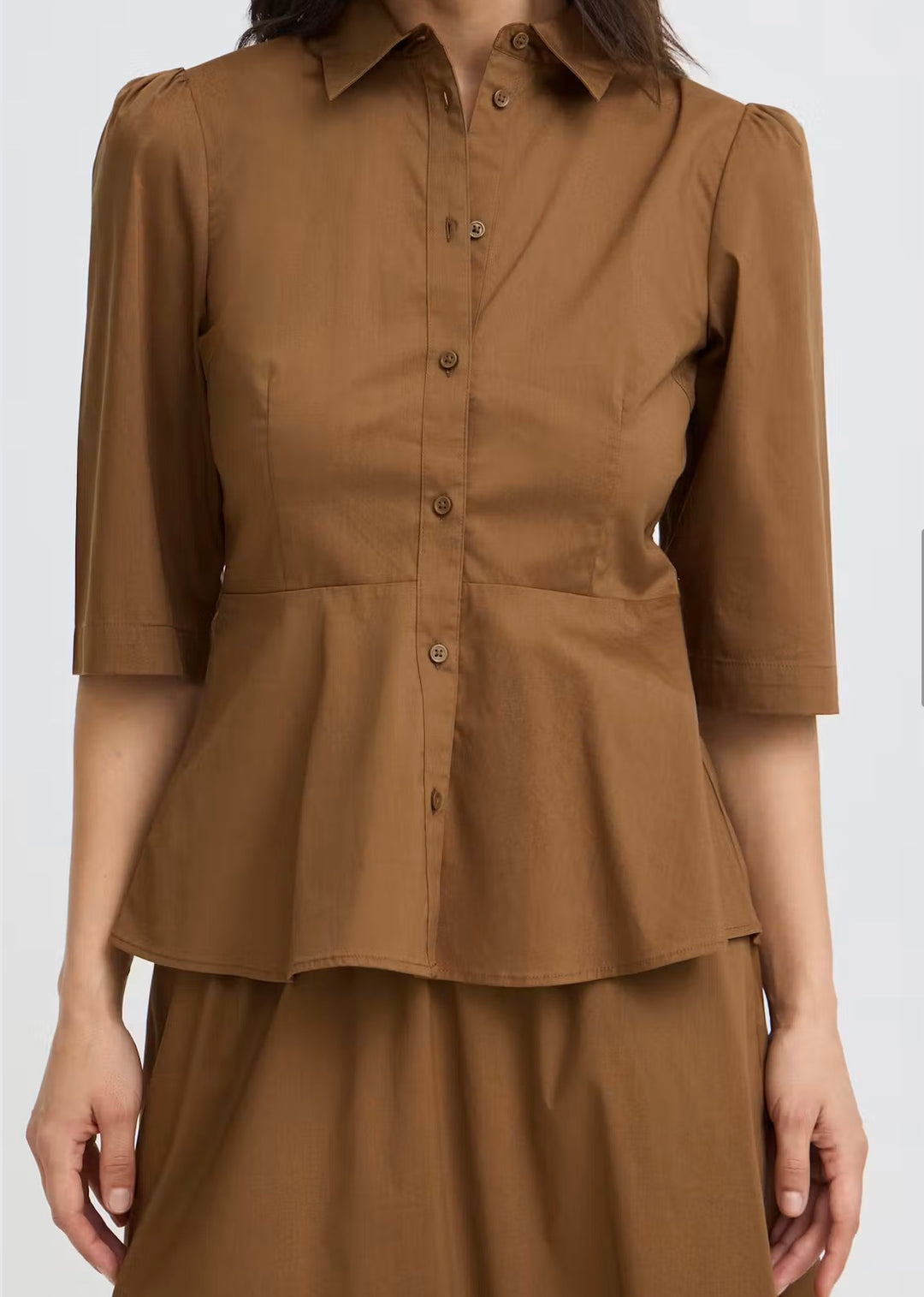 Byoung Byissali Peplum Shirt, Sepia