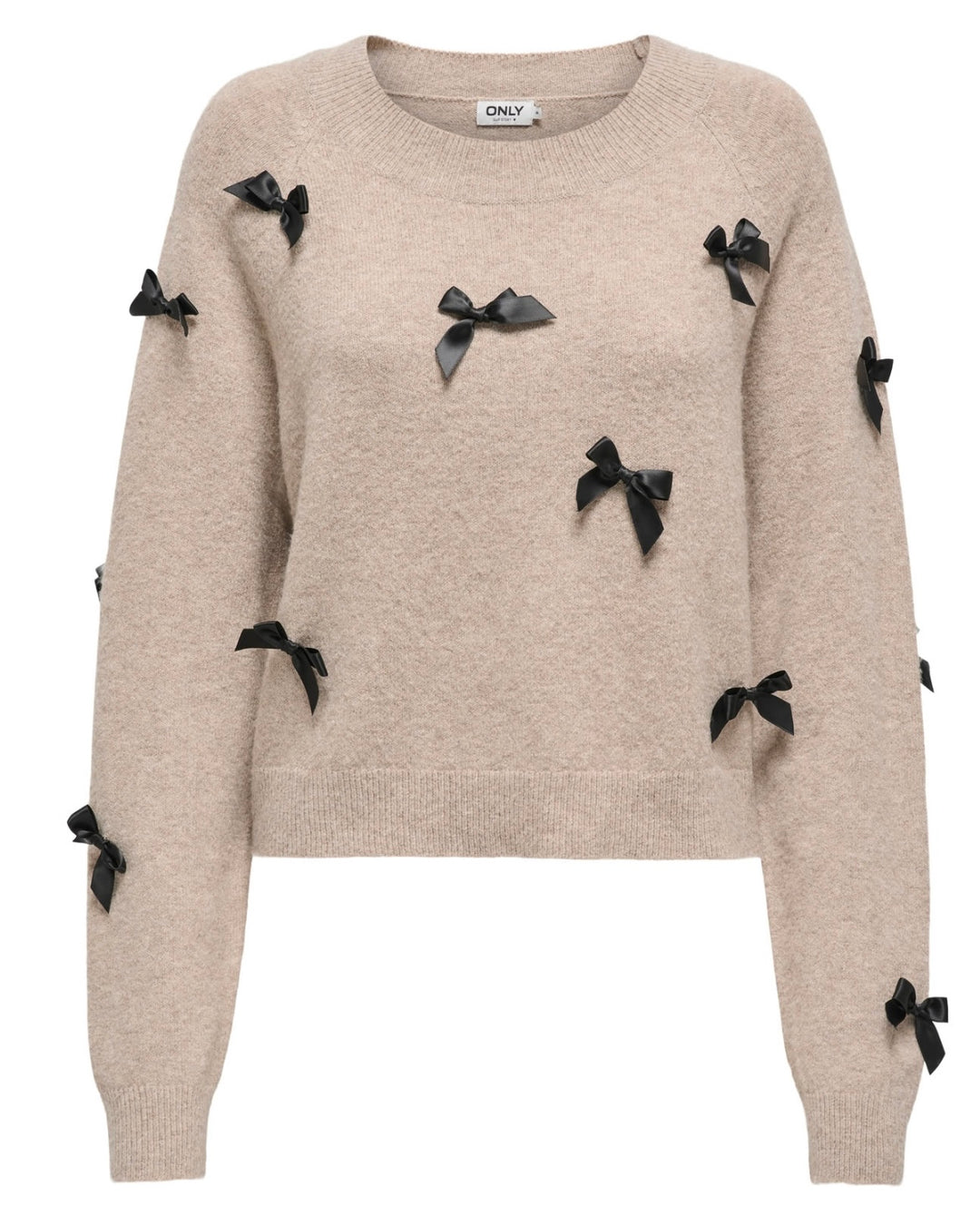 Only Noelle Bow Jumper, Beige