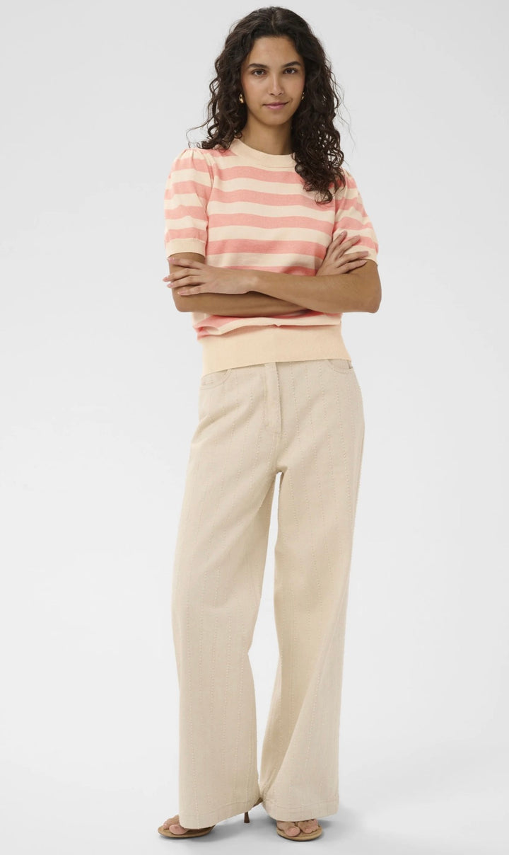 Saint Tropez Mila SS Block Stripe Pullover, Blooming Ivory