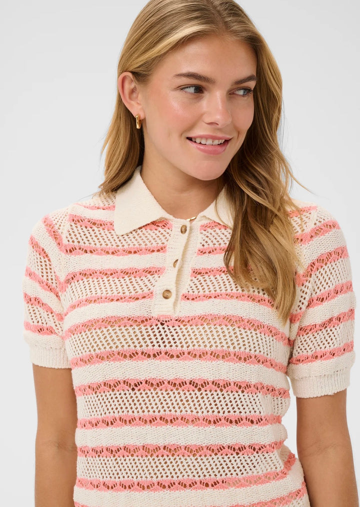 Saint Tropez Rosetta Pullover, Stripe Blooming Dahlia