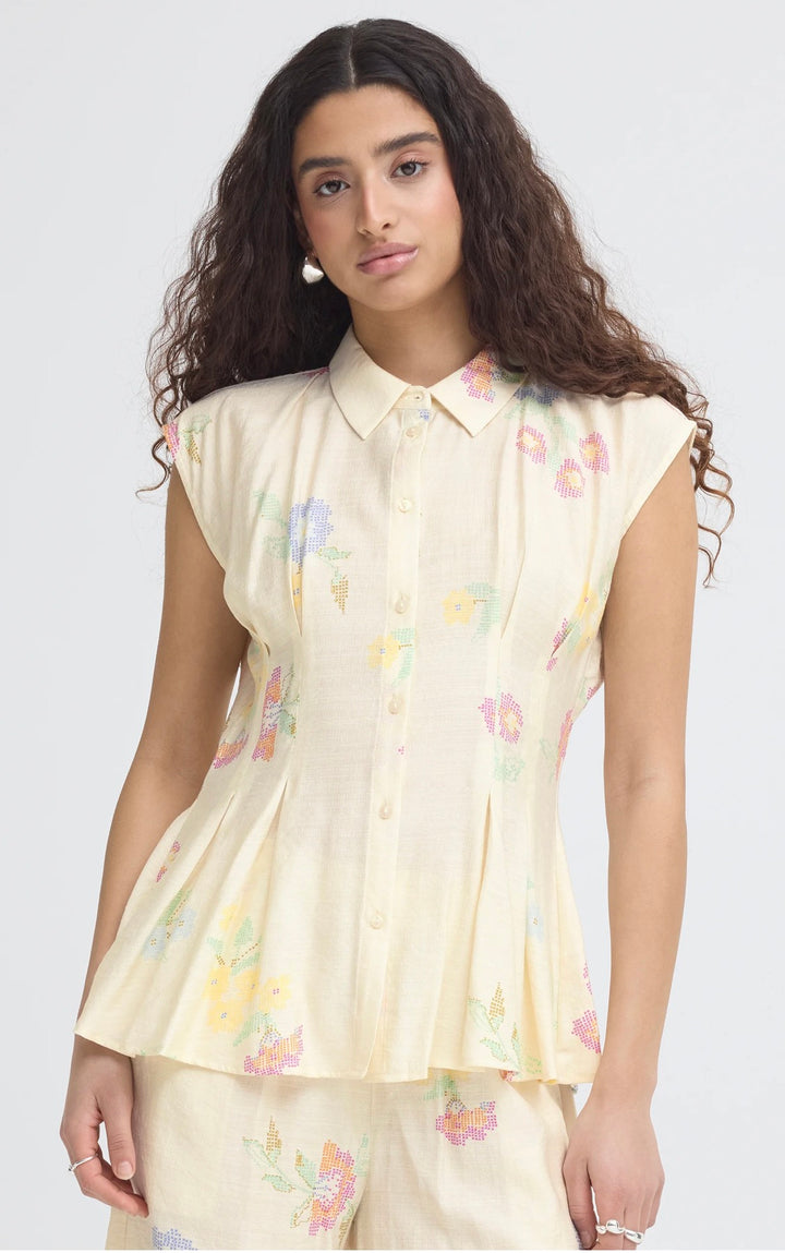 Ichi Ginni Shirt, Cross Stitch Flowers