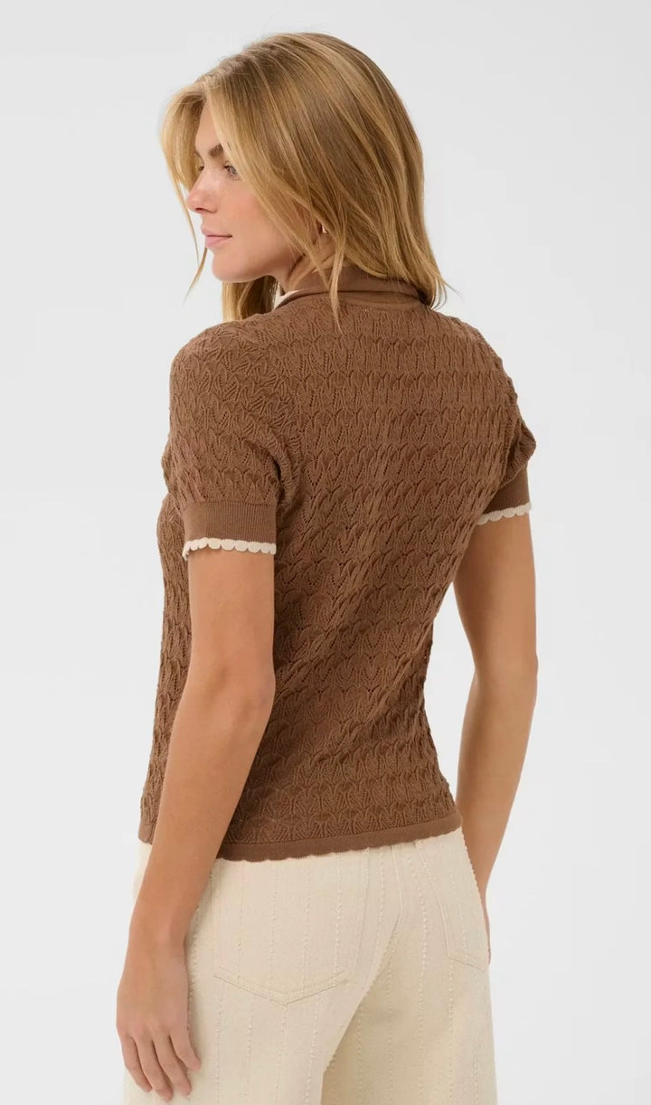 Saint Tropez Ronette Polo Cardigan, Toasted Coconut