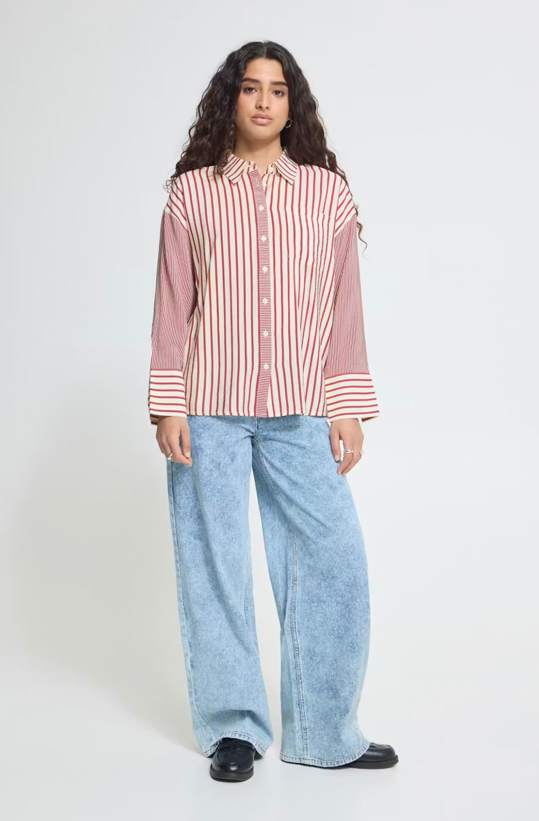 Ichi IHLouri Shirt, Rhododendron/White Stripe