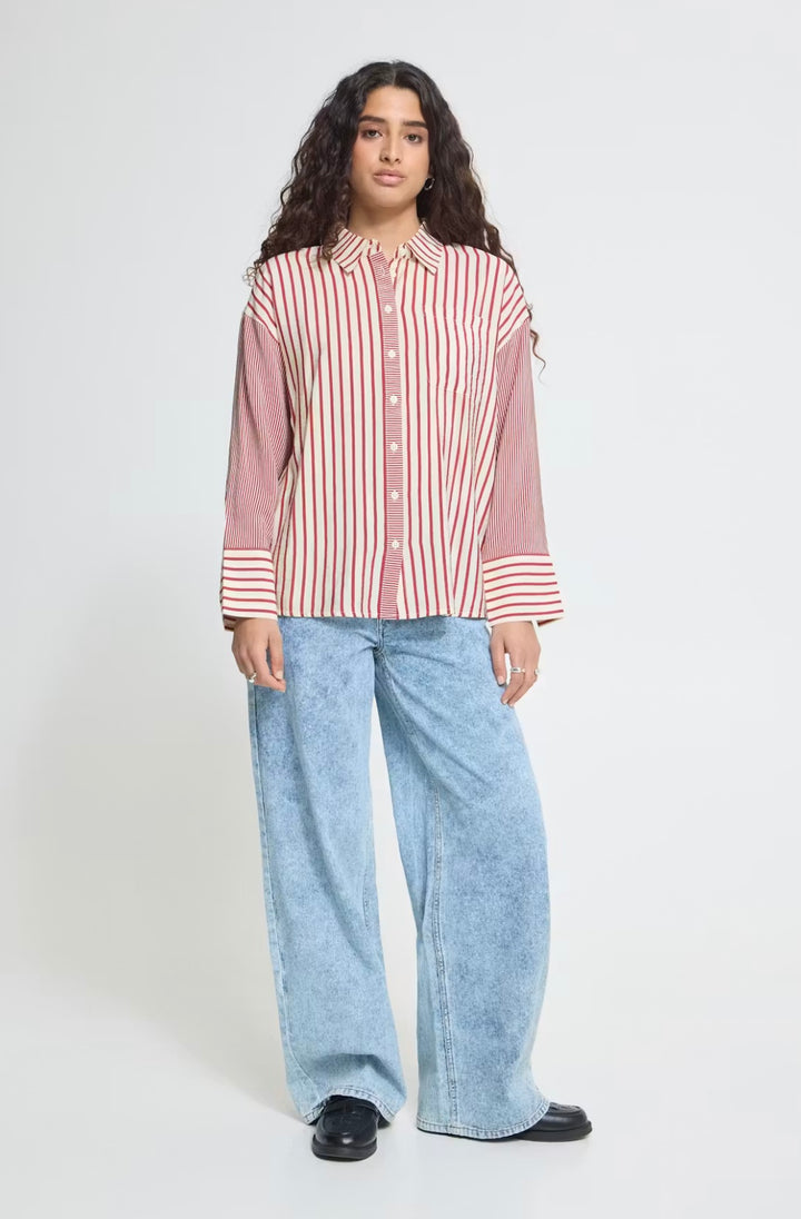 Ichi IHLouri Shirt, Rhododendron/White Stripe