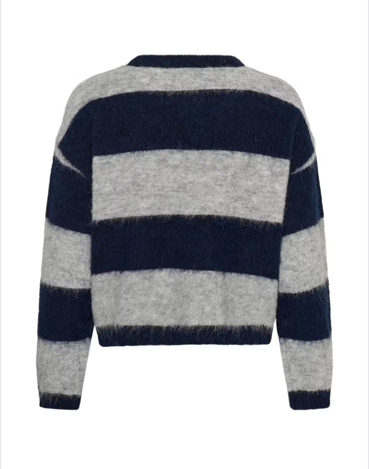 Saint Tropez Tayzie Pullover, Navy Grey Stripe