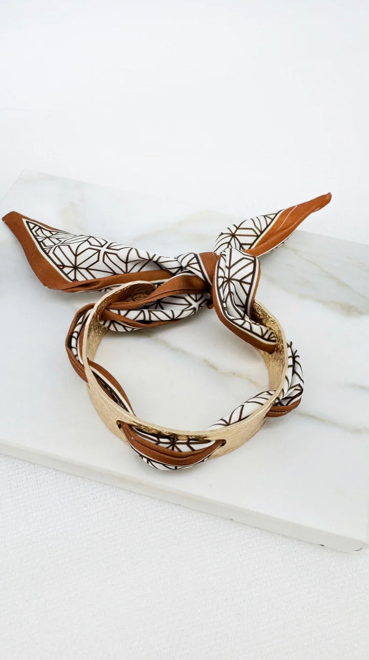 Envy Bracelet with Scarf, Gold and Tan