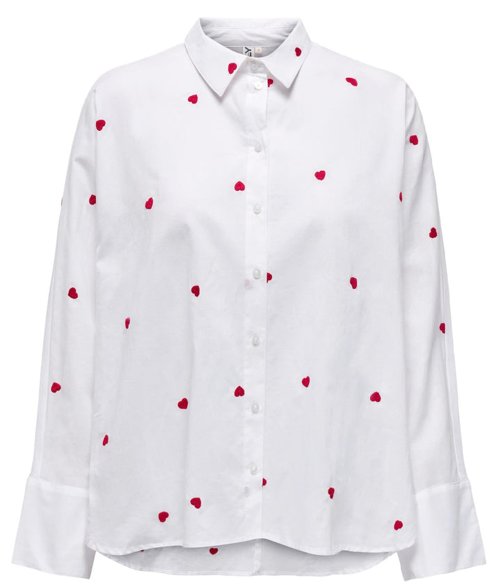 Only OnlNew Heart Shirt, White/Red