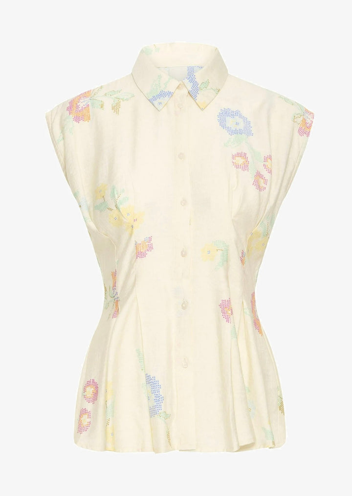 Ichi Ginni Shirt, Cross Stitch Flowers