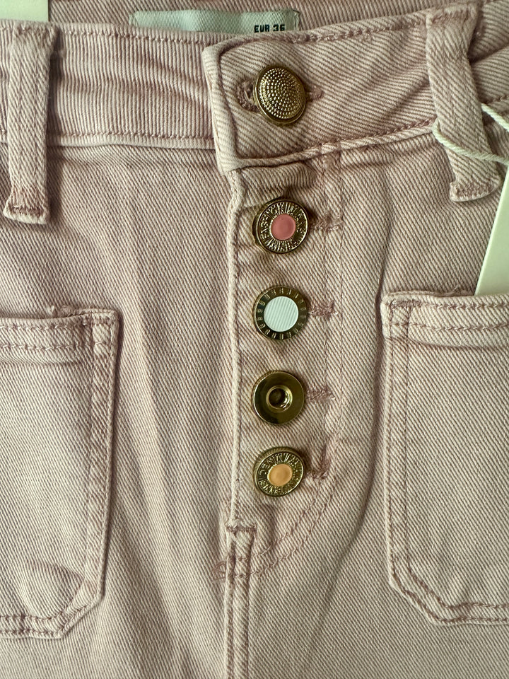 Front Button Pocket Jeans, Pink