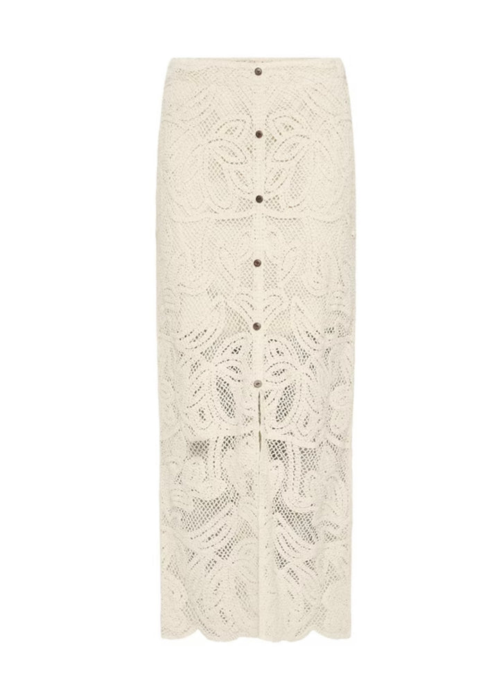 Fransa Prim Crochet Skirt, Oatmeal