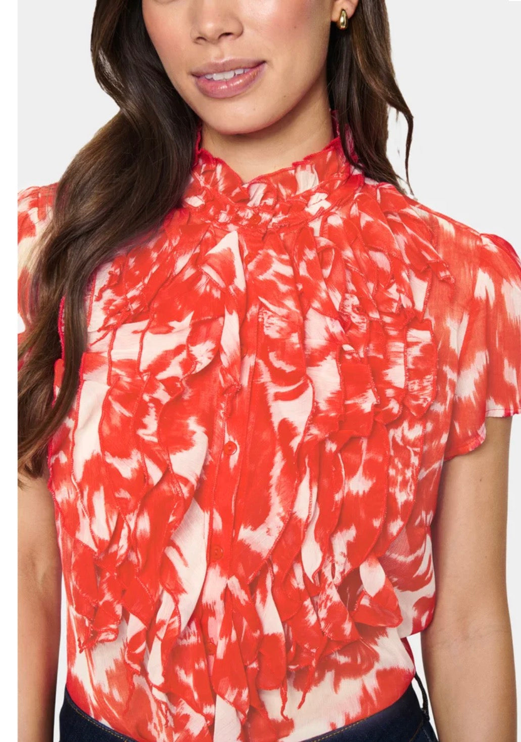 Saint Tropez Lilja Crinkle Shirt, Poinciana Water Blooms