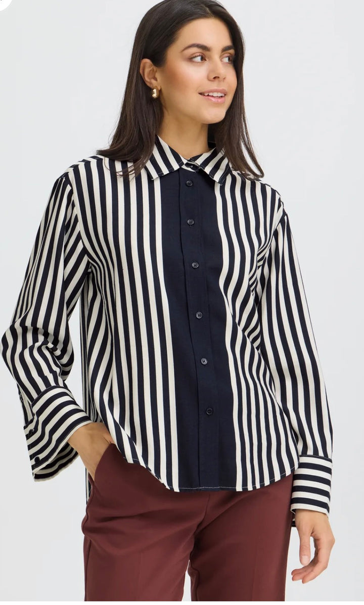 Fransa Fralday Shirt, Salute Whisper White Stripe