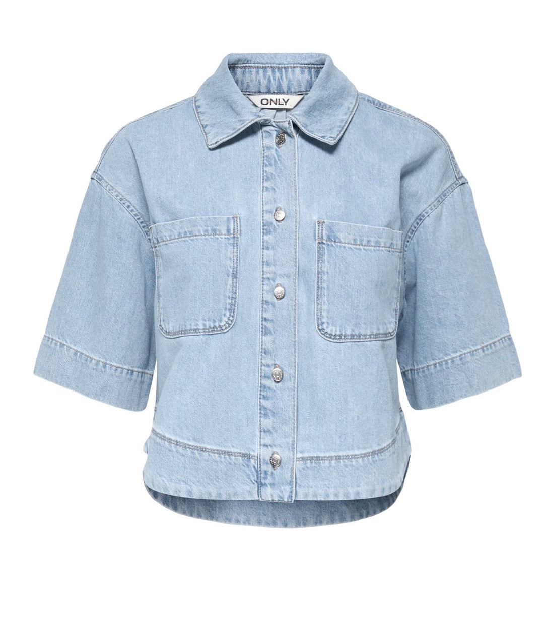 Only Cleo Life Crop Shirt, Light Blue Denim