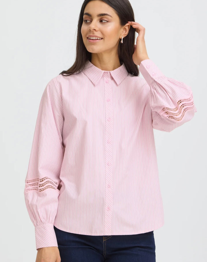Fransa Fryara Shirt, Silver Pink Stripe
