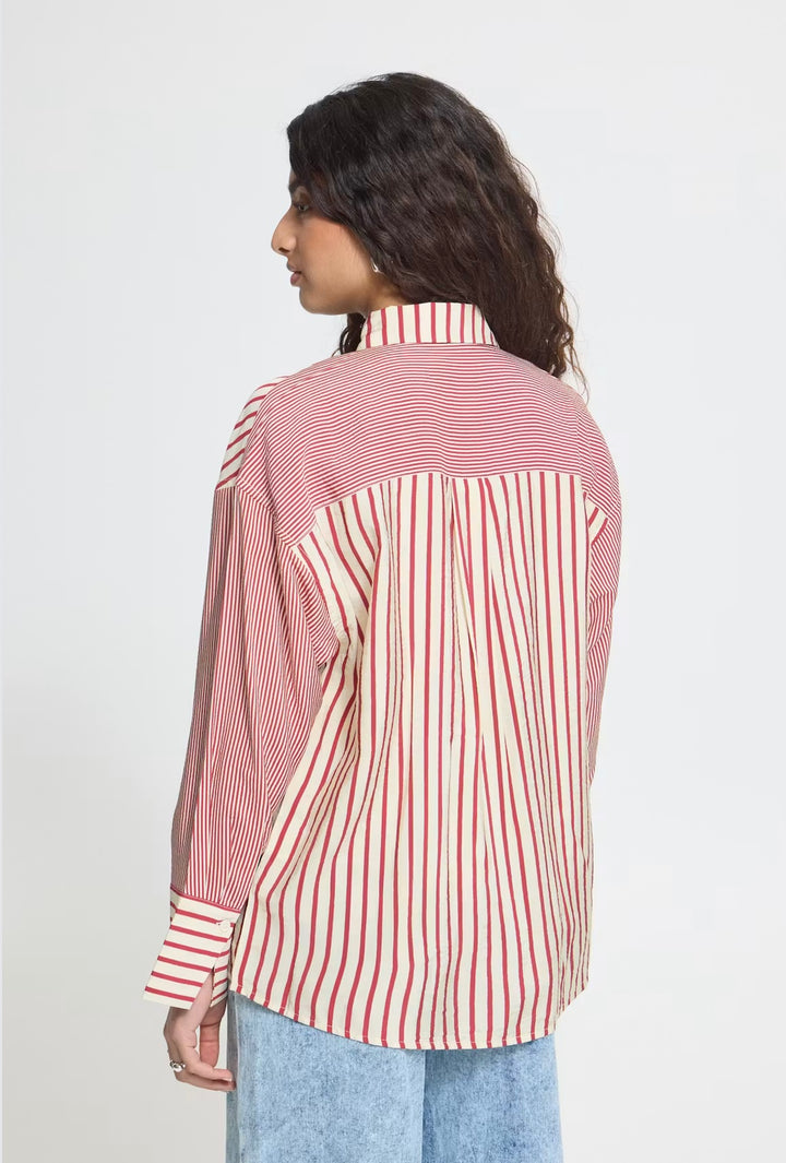 Ichi IHLouri Shirt, Rhododendron/White Stripe
