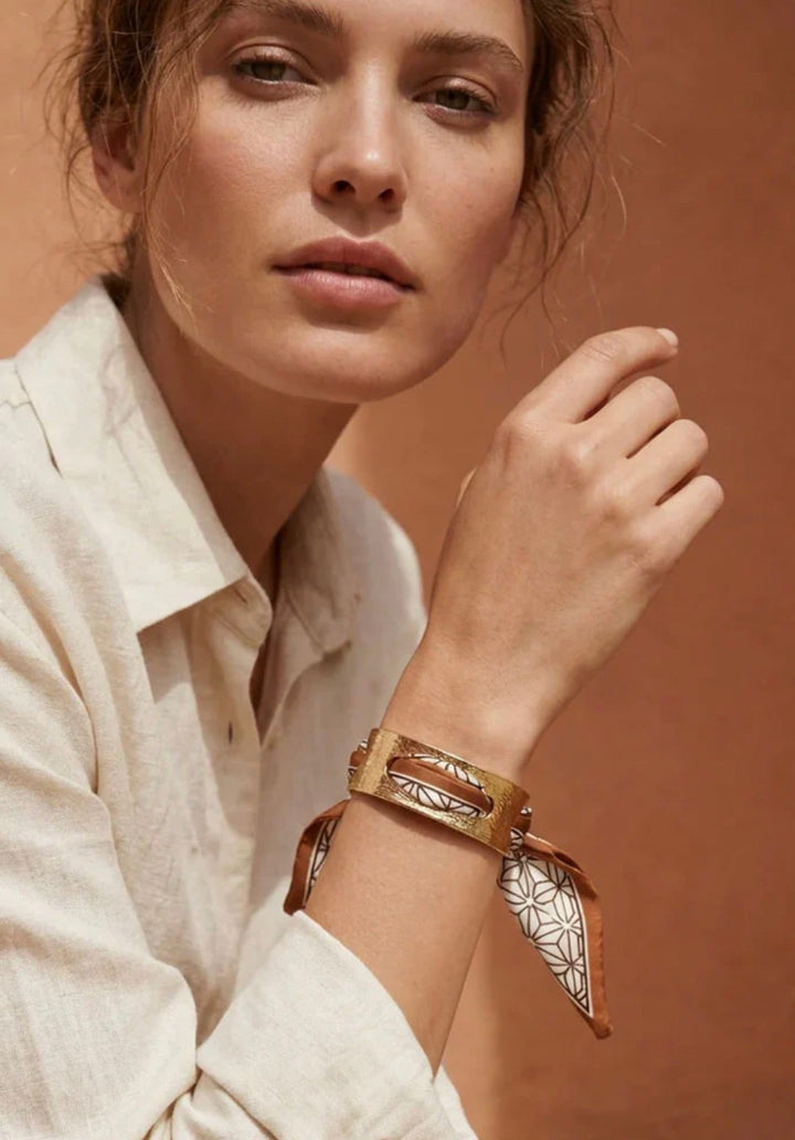 Envy Bracelet with Scarf, Gold and Tan