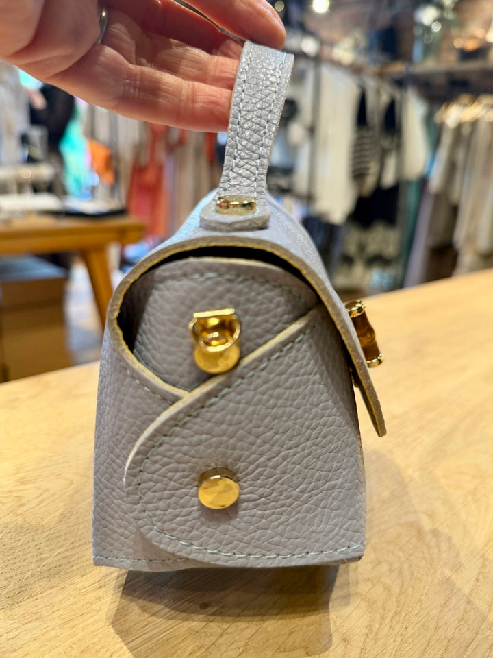 Real Leather Small Toggle Bag, Pale Blue
