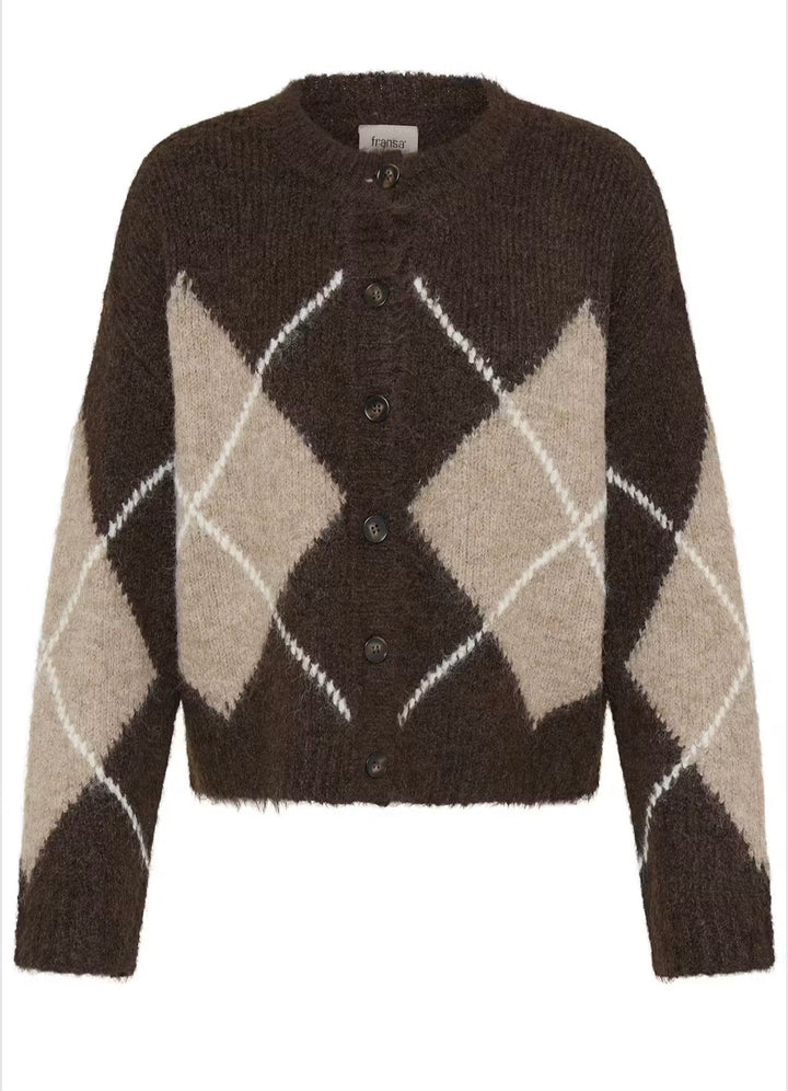 Fransa FrCharleen Cardigan, Hot Fudge check